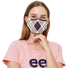 Blue, Purple And White Diagonal Plaids Fitted Cloth Face Mask (adult) by ConteMonfrey