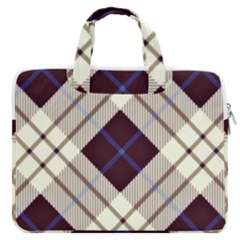 Blue, Purple And White Diagonal Plaids Macbook Pro 13  Double Pocket Laptop Bag by ConteMonfrey