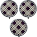 Blue, purple and white diagonal plaids Mini Round Pill Box (Pack of 3) View1