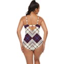 Blue, purple and white diagonal plaids Retro Full Coverage Swimsuit View4