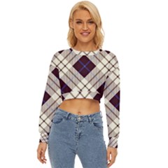 Blue, Purple And White Diagonal Plaids Lightweight Long Sleeve Sweatshirt by ConteMonfrey