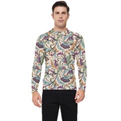 Wallpaper Floral Pattern Men s Long Sleeve Rash Guard by Ravend