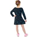 Music Pattern Music Note Doodle Kids  Long Sleeve Velvet Dress View2