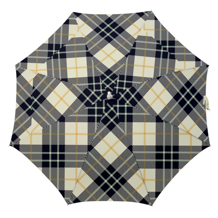 Black, yellow and white diagonal plaids Straight Umbrellas