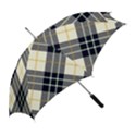 Black, yellow and white diagonal plaids Straight Umbrellas View2