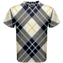 Black, Yellow And White Diagonal Plaids Men s Cotton Tee by ConteMonfrey