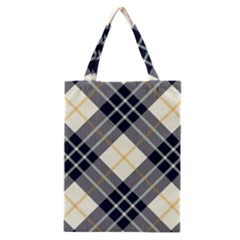 Black, Yellow And White Diagonal Plaids Classic Tote Bag by ConteMonfrey