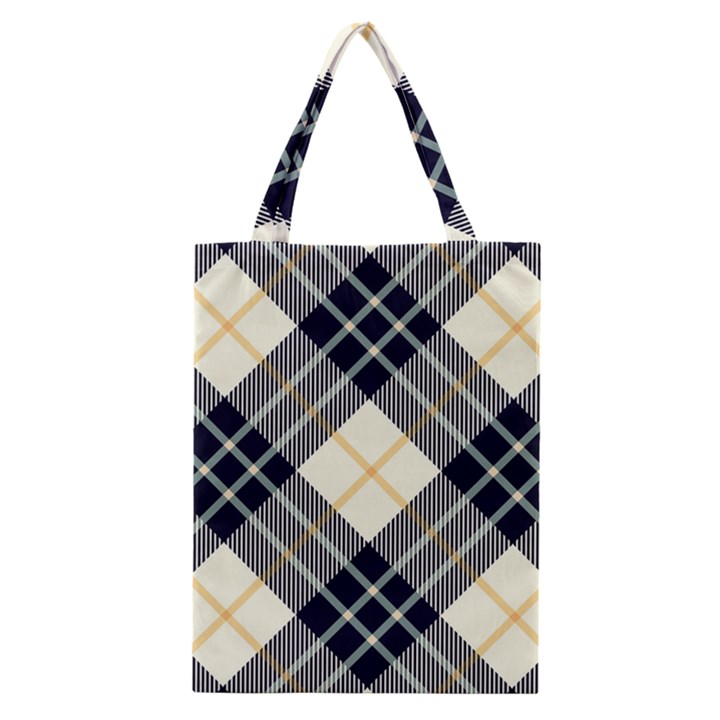 Black, yellow and white diagonal plaids Classic Tote Bag