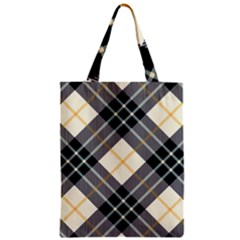 Black, Yellow And White Diagonal Plaids Zipper Classic Tote Bag by ConteMonfrey