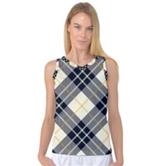 Black, Yellow And White Diagonal Plaids Women s Basketball Tank Top by ConteMonfrey