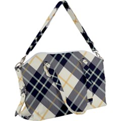 Black, Yellow And White Diagonal Plaids Canvas Crossbody Bag by ConteMonfrey