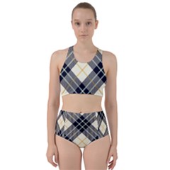 Black, Yellow And White Diagonal Plaids Racer Back Bikini Set by ConteMonfrey