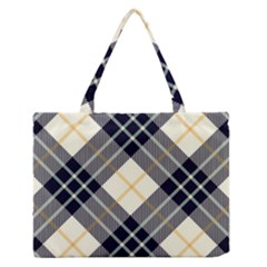 Black, Yellow And White Diagonal Plaids Zipper Medium Tote Bag by ConteMonfrey