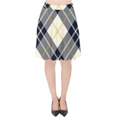 Black, Yellow And White Diagonal Plaids Velvet High Waist Skirt by ConteMonfrey