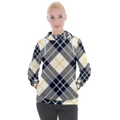 Black, Yellow And White Diagonal Plaids Women s Hooded Pullover by ConteMonfrey