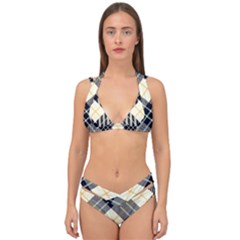 Black, Yellow And White Diagonal Plaids Double Strap Halter Bikini Set by ConteMonfrey