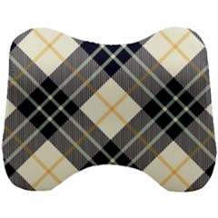 Black, Yellow And White Diagonal Plaids Head Support Cushion by ConteMonfrey