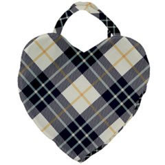 Black, Yellow And White Diagonal Plaids Giant Heart Shaped Tote by ConteMonfrey