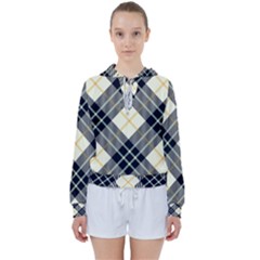 Black, Yellow And White Diagonal Plaids Women s Tie Up Sweat by ConteMonfrey