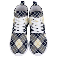 Black, Yellow And White Diagonal Plaids Women s Lightweight High Top Sneakers