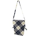 Black, yellow and white diagonal plaids Folding Shoulder Bag View1