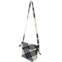 Black, yellow and white diagonal plaids Folding Shoulder Bag View2