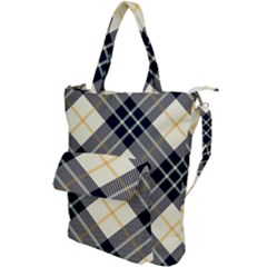 Black, Yellow And White Diagonal Plaids Shoulder Tote Bag by ConteMonfrey