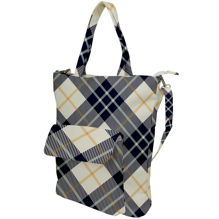 Black, yellow and white diagonal plaids Shoulder Tote Bag