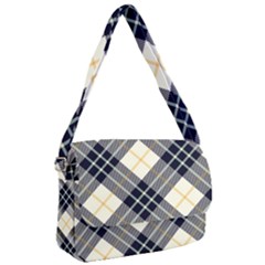 Black, Yellow And White Diagonal Plaids Courier Bag by ConteMonfrey