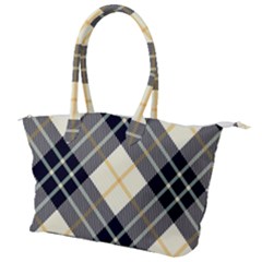 Black, Yellow And White Diagonal Plaids Canvas Shoulder Bag by ConteMonfrey