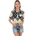 Black, yellow and white diagonal plaids Tie Front Shirt  View1