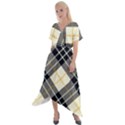 Black, yellow and white diagonal plaids Cross Front Sharkbite Hem Maxi Dress View1