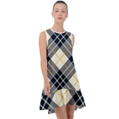 Black, Yellow And White Diagonal Plaids Frill Swing Dress by ConteMonfrey