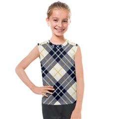 Black, Yellow And White Diagonal Plaids Kids  Mesh Tank Top by ConteMonfrey