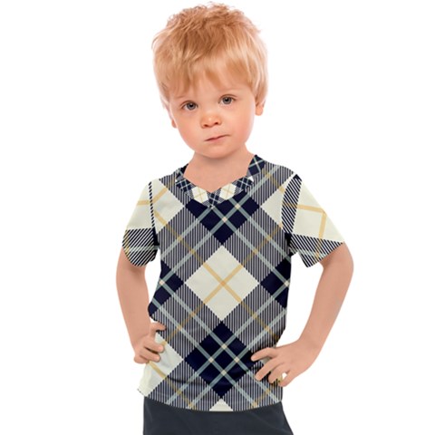 Black, Yellow And White Diagonal Plaids Kids  Sports Tee by ConteMonfrey