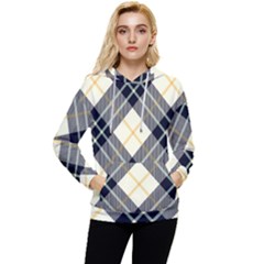 Black, Yellow And White Diagonal Plaids Women s Lightweight Drawstring Hoodie by ConteMonfrey