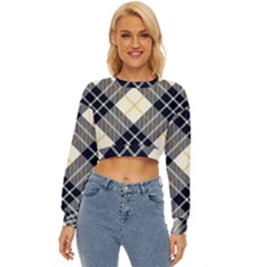 Black, Yellow And White Diagonal Plaids Lightweight Long Sleeve Sweatshirt by ConteMonfrey