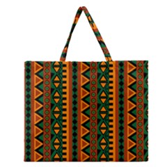 African Pattern Texture Zipper Large Tote Bag