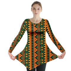 African Pattern Texture Long Sleeve Tunic  by Ravend