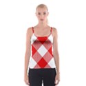 Red and white diagonal plaids Spaghetti Strap Top View1