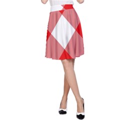 Red And White Diagonal Plaids A-line Skirt by ConteMonfrey