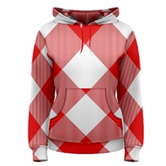 Red And White Diagonal Plaids Women s Pullover Hoodie by ConteMonfrey