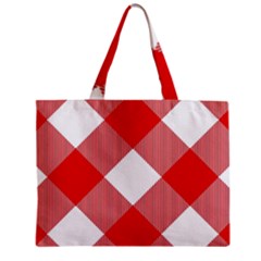 Red And White Diagonal Plaids Zipper Mini Tote Bag by ConteMonfrey