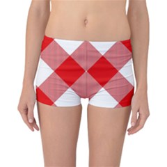 Red And White Diagonal Plaids Reversible Boyleg Bikini Bottoms by ConteMonfrey