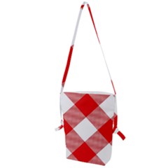 Red And White Diagonal Plaids Folding Shoulder Bag by ConteMonfrey