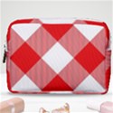 Red and white diagonal plaids Make Up Pouch (Medium) View1