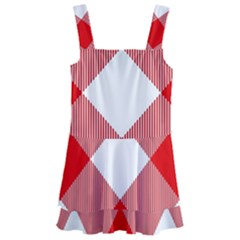 Red And White Diagonal Plaids Kids  Layered Skirt Swimsuit by ConteMonfrey