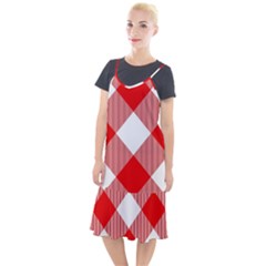 Red And White Diagonal Plaids Camis Fishtail Dress by ConteMonfrey