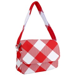 Red And White Diagonal Plaids Courier Bag by ConteMonfrey