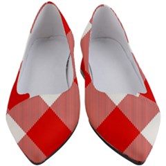 Red And White Diagonal Plaids Women s Block Heels  by ConteMonfrey